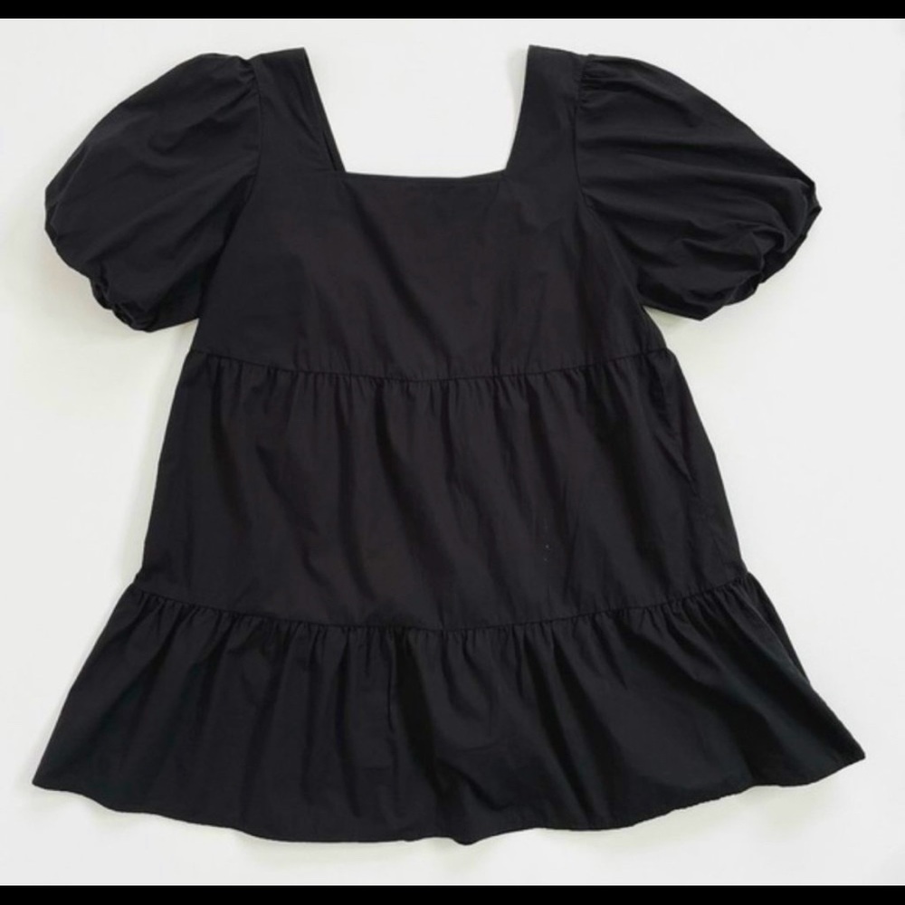 Fashion Jackson Square Neck Puff Sleeve Dress